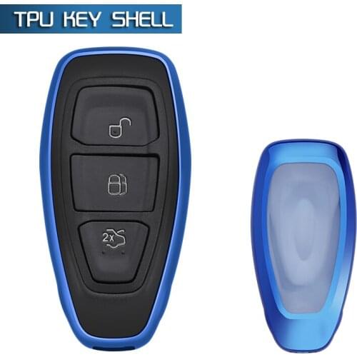 Blue Smart TPU Key Cover Fob Case for Ford Fiesta Focus Kuga Eco sport