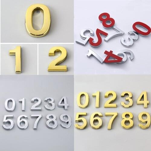 Modern Number Stickers Silver Gold 0 to 9 Digits Customize Apartment Hotel Address House Room Door Plate Signs