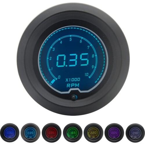 52mm LCD Digital 7 Color Display Tachometer RPM Gauge Fit For 4 6 8 cylinders /AUTO GAUGE