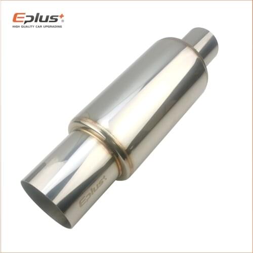 EPLUS Car Moto Exhaust Systems Muffler Tail Pipe Straight Row Type Mufflers Universal Stainless Steel 304 51mm 63mm Silver Blue