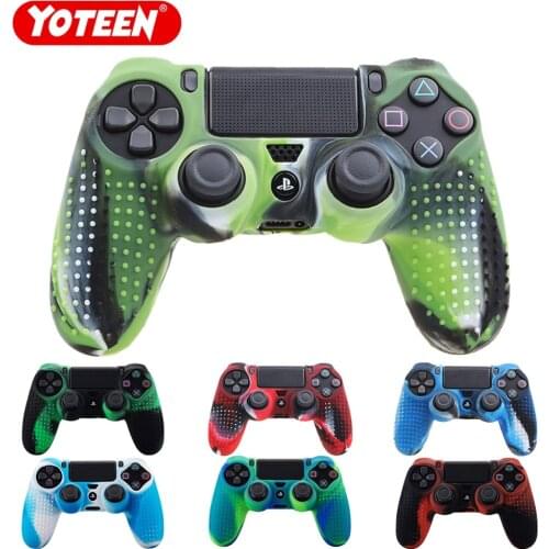 YOTEEN Mix Color For Dualshock 4 Case Studded Dots Silicone Rubber Gel Skin for Sony PS4 Slim/Pro Controller Cover Case Colorful