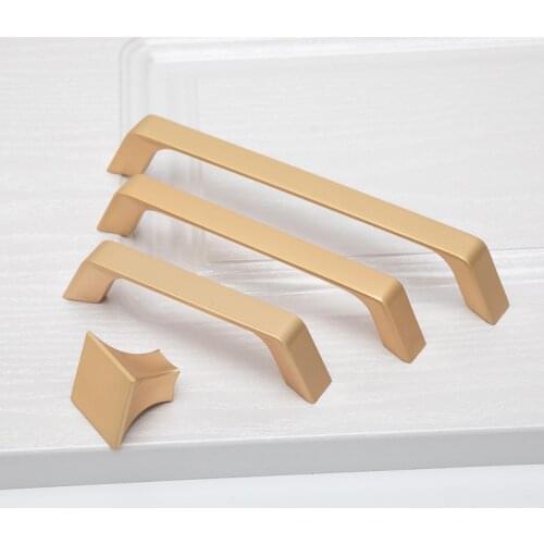 Golden handle modern minimalist kitchen cabinet door pulls Nordic style extended cabinet drawer round handle Knobs hardware