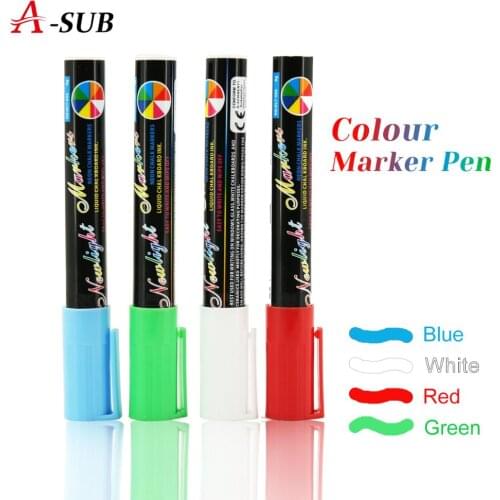 1 PC Liquid Chalk Marker Pens Multi Colored Highlighters LED Writing Board Glass Window Art Erasable 4 Colours Marker Pens