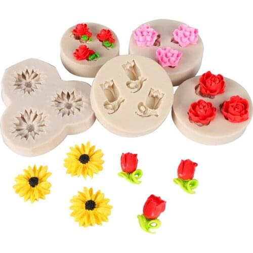 1Pcs Soap Mould 3D Silicone Mold Sugar Stencil Rose Shape Gray Multi Purpose Cake Decoration DIY Baking Tool Kitchen Supplies