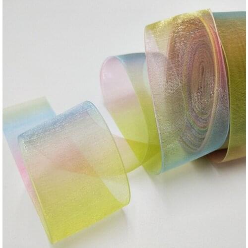 10Yards Rainbow Color Organza Lace Ribbon For Wedding Party Decor Handmade Craft Gift Wrapping Materials