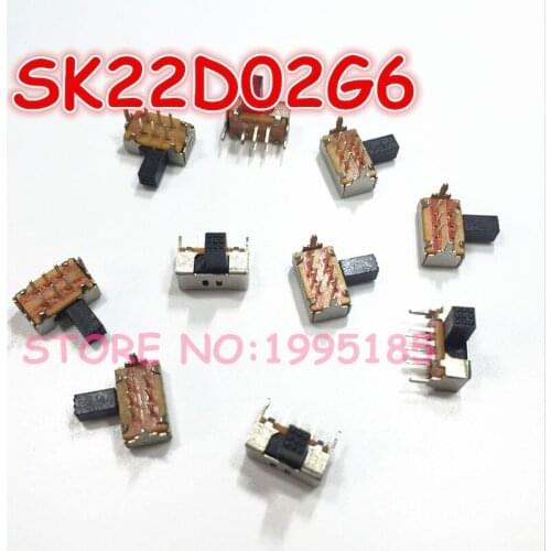 10pcs/lot SK22D02 toggle switch flapper SK-22D02 2P2T two double block 6PIN horizontal double switch pins SK22D02G6