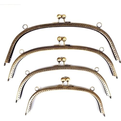 10Pcs Bronze Tone Flower Embossed Ball Heads Arch Metal Frame Kiss Lock Clasp Handbag Bag Purse Handle Accessories