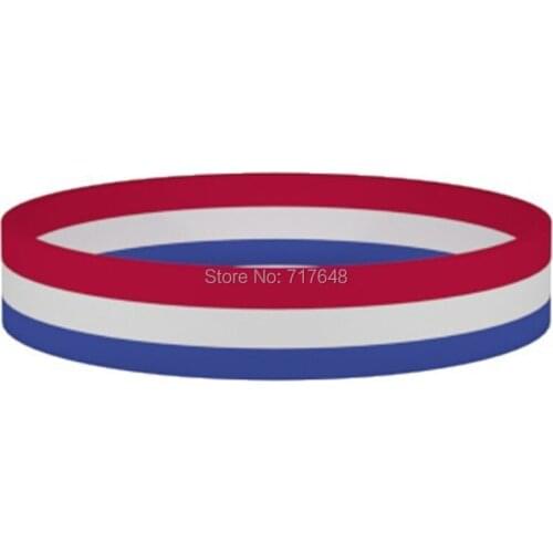 1000pcs red, white, blue striped wristband silicone bracelets free shipping by FEDEX A