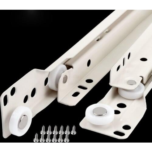 2 pcs Drawer Track Slides Two Cabinet Rails Thickening Computer Table Chute Clothing Cabinets Keyboard Roller Pulley Furniture