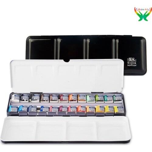 24/36/45 colors winsornewton solid watercolor set painting bright color high transparency half block portable beginners children