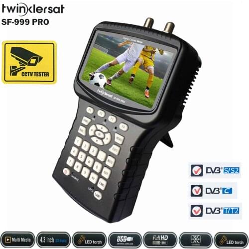 4.3 inch LCD Screen Spectrum Analyzer CCTV Camera tester in CVBS Twinkler SF-999 Pro HD Satellite Finder Combo DVB S2 DVB T2 DVB