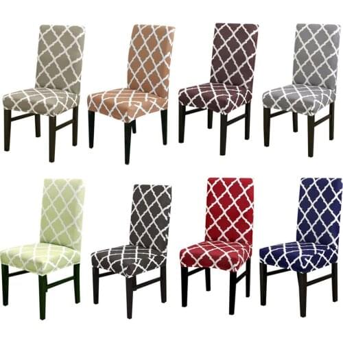 4PCS Geometric Spandex Chair Covers Printed Elastic Seat Cover Slipcovers For Dining Room Wedding Banquet Hotel Kitchen Office
