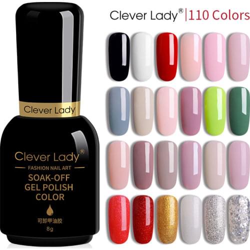 Clever Lady Hot Sale Colors UV Gel Nail Polish Esmalte Permanente Nail Art LED Gellak Varnish Nail Lacquer 8ml