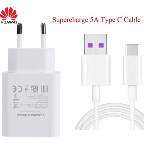 Huawei 4.5V5A/5V4.5A Supercharge Quick Travel Wall Adapter For P10 P20 P30 P40 plus Mate 9 10 20 30 40 pro USB 3.1 Type C Cable