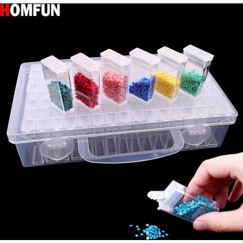 HOMFUN Diamond embroidery diamond painting tool! 64 lattice, transparent plastic storage box, 64 Grid jewelry Drill Storage Box