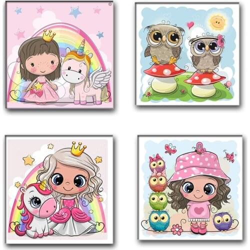 Diamond painting cartoon girl unicorn deer rabbit full diamond embroidery cartoon elephant panda diamond mosaic mouse owl bab