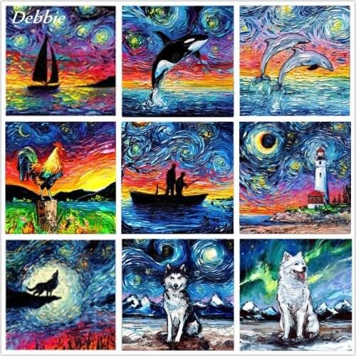Large 5D DIY Diamond Painting Abstract Landscape Starry Sky Full Mosaic Square/Round Embroidery Animal Rhinestone Needlework