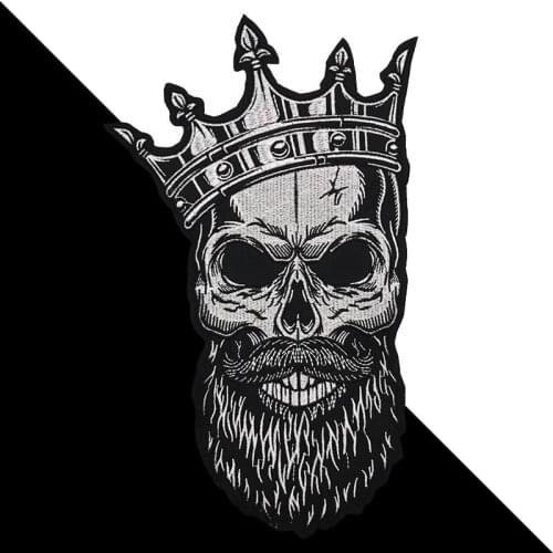 Large Crown Skull Embroidered Punk Biker Patches Clothes Stickers Apparel Accessories Badge