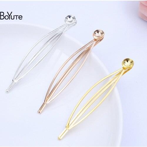 BoYuTe (50 Pieces/Lot) 12.5*68MM Side Clip Bangs Clips Welding 8MM Cup Base Diy Hair Accessories Materials Wholesale