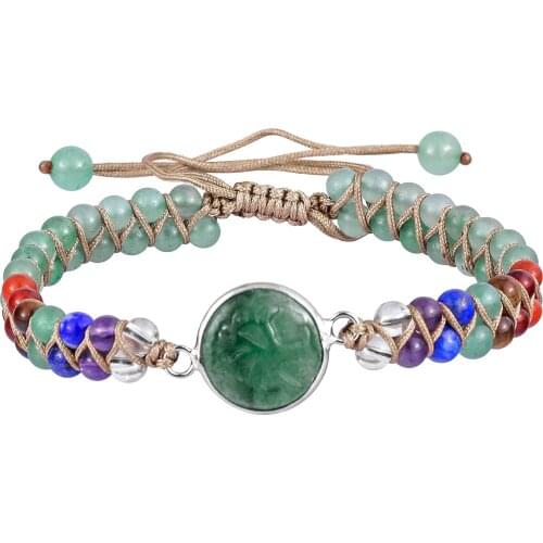 7 Chakra Beads Bracelet for Women, Tree of Life Healing Crystal Handmade Braided Adjustable Bracelet