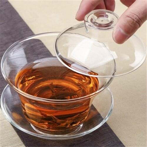 Gaiwan Thick Glass Tea Cup High Heat -resistant Grab Tea -discharging Hand Kung Fu Tea Game