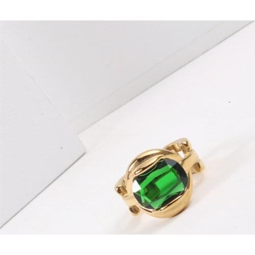 Stainless Steel Geometric Emerald Gold Rings Copper Gold For Women Pleated Gold Design Accessories Vintage SteamPunk Jewelry
