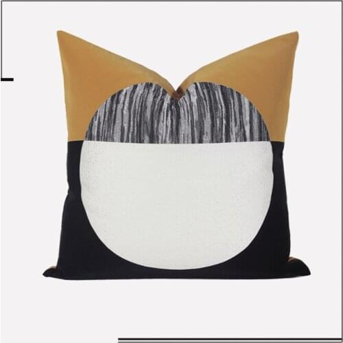 Geometry Yellow Black Round Patch Square Pillowcase 30x50cm/50x50cm Modern Home Decorative Sofa Chair Throw Pillow Cover