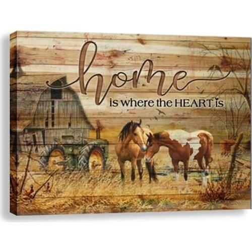 Farmhouse Canvas Farm Horses Painting Modern Art Poster Prints Cuadros Rustic Wall Art Pictures For Living Room Decor Unframed
