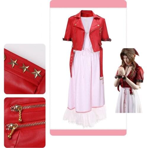 Final Fantasy VII Aerith Gainsborough Cosplay Costume Adult Women Girls Dress Outfit Halloween Carnival Costume