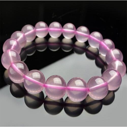 Just One Round Beads Jewelry Fashion Stretch Charm Bracelet 11mm Pink Genuine Natural Quartz Crystal Bracelet