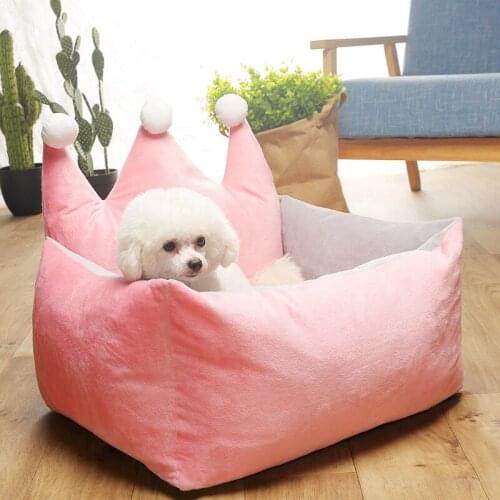 Pet Cat Bed Cute Crown Shape Suitable for Small and Medium Dogs Cat Bed Bite Detachable and Washable Warm Winter Teddy Nest