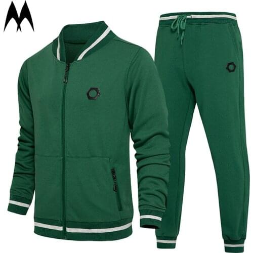 Fashion Solid Color Sportswear Set Mens Autumn Winter 2021 Stand Jacket Drawstring Outfit Sportswear Men Casual Striped Sets