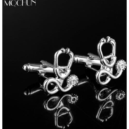 MQCHUN New Design Mens Fashion Jewelry Stethoscope Cufflink Cuff Links Doctor Nurse RN EMT MD Groom Dad Wedding Christmas Gift