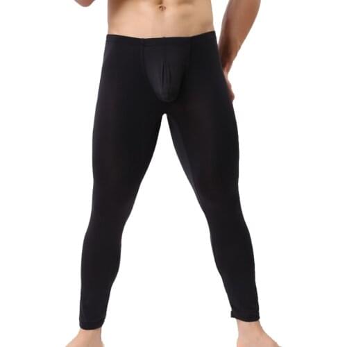 Mens Sleep Pants Brand Mesh Ice Silk See Through Man Pouch Leggings Gay Sheer Lounge Bottoms 6 Colors