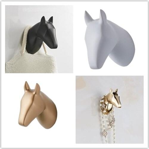 Solid Zin-Alloy Horse Head Hooks Wall Hang Wall Mounted Towel Hook Gold / Black /Chrome Clothes Hook Animal Coat Hook
