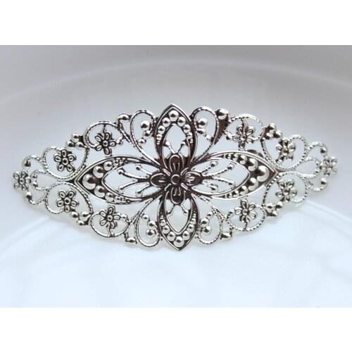 100pcs lead and nickle free silver Filigree Oval setting metal pendant, connector, cabochon cameo base, stampings 80mm