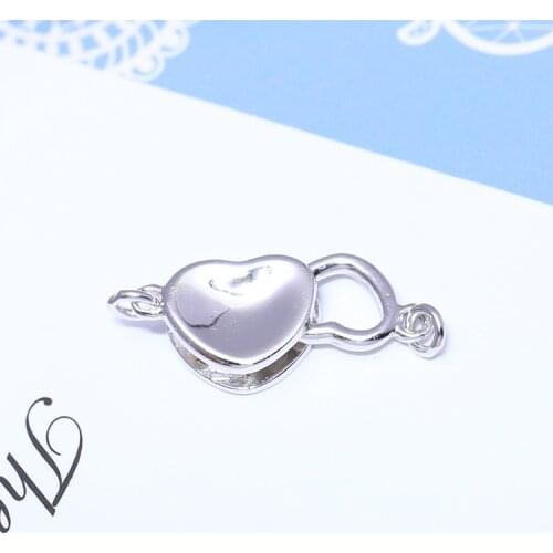 New Heart Style Beautiful Nice Quality 925 Sterling Silver Necklace Bracelet Clasps and Hooks Jewelry Accessory Parts Settings