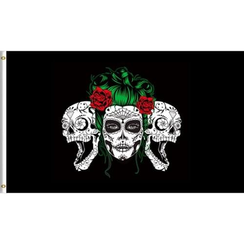 Punk Skeleton Warrior Samurai Flag Cool Skeleton Digital Printing Flag 100D Polyester 3x5 Ft Pow Mia Flag For Advertising