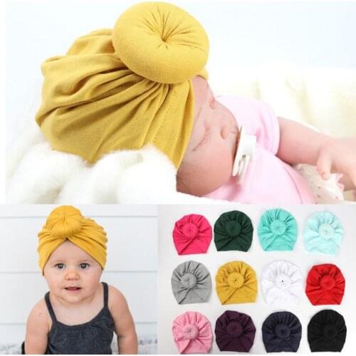 12 Colors Newborn Infant Baby Girls Boys Cute Pretty Hats Cotton Turban Knot Bunny Ear Hat Head Wrap Headband