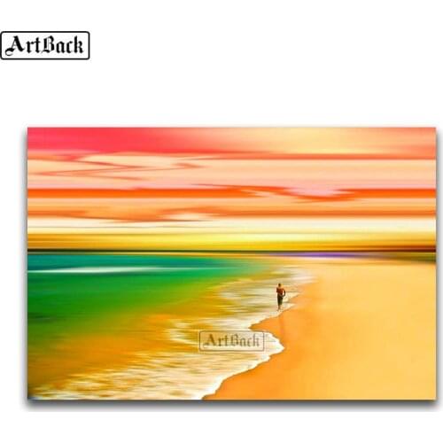 Sale full square diy 5d diamond painting beach beach scenery 3d diamond embroidery artwork decorative diamond mosaic gift