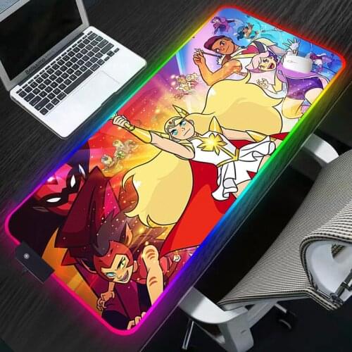 RGB She-Ra And The Princesses Of Power Mouse Pad Gamers Decoracion Computer keyboard Desk Mat 900X400 Rubber Large Mousepad