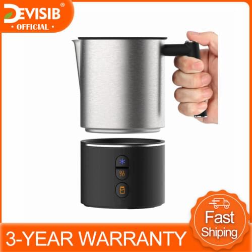 DEVISIB Automatic Milk Frother Electric Steamer Cappuccino Hot /Cold Coffee Stainless Steel Dishwasher Safe