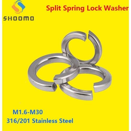 Split Spring Lock Washer locking Elastic GaskeWasher Split Lock Elastic Gasket Spring Lock Washer 316/201 Stainless Steel GB93