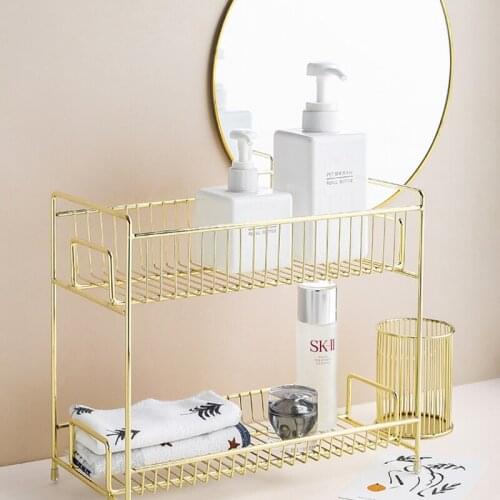 Nordic gold shelf light luxury iron art bathroom kitchen narrow strip shelving table top