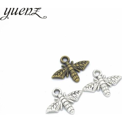 YuenZ 25pcs Small Bee Charms For Jewelry Making Bronze Tibetan Silver Plated Pendants Antique DIY Handmade Craft 21*20mm D226