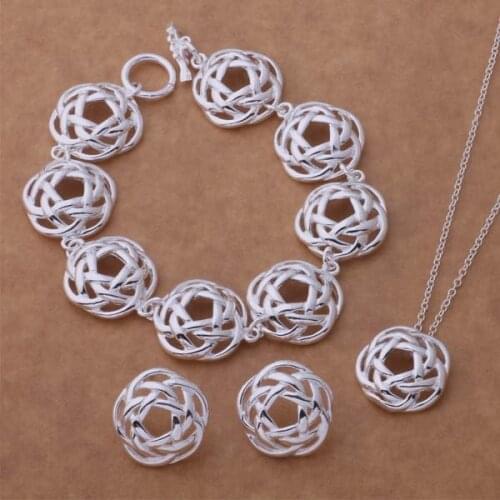 925 sterling silver Jewelry Sets Bracelet 101 + Necklace 697 + Earring 334 /askajjra driamipa AS216