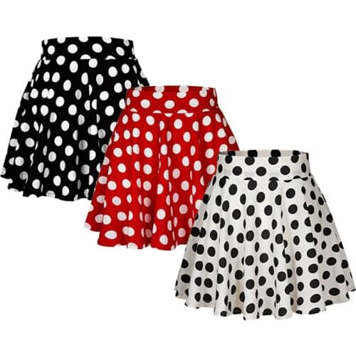 Women Ladies Mini Girl Short Skirts Clothes Clothings Casual Polka Dot Leisure Print Red White Black A-Link Skirts Tutu Sundress