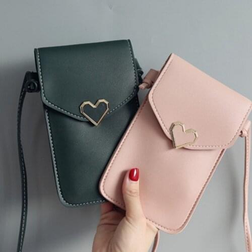 Women Bag For Phone Transparent Women Coin Purse Crossbody Shoulder Bag Girls Cute Phone Bag Mini Heart Type Hasp Mobile Pouch
