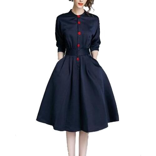 Summer Women Dress New 2020 OL Shirt OL Long Section Waist Slim Thin Temperament Dresses DR1038