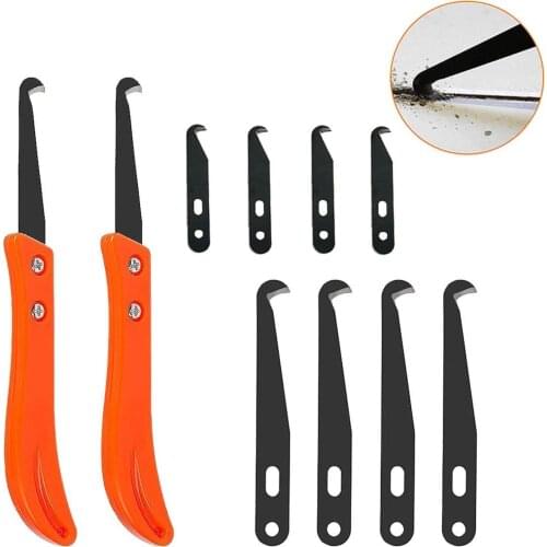 12PCS Tile Joint Tool Sealant Removal Grout Scraping off Edges Caulking Tool Set for Kitchen Bathroom Tiles Gap(2 Type Blade)